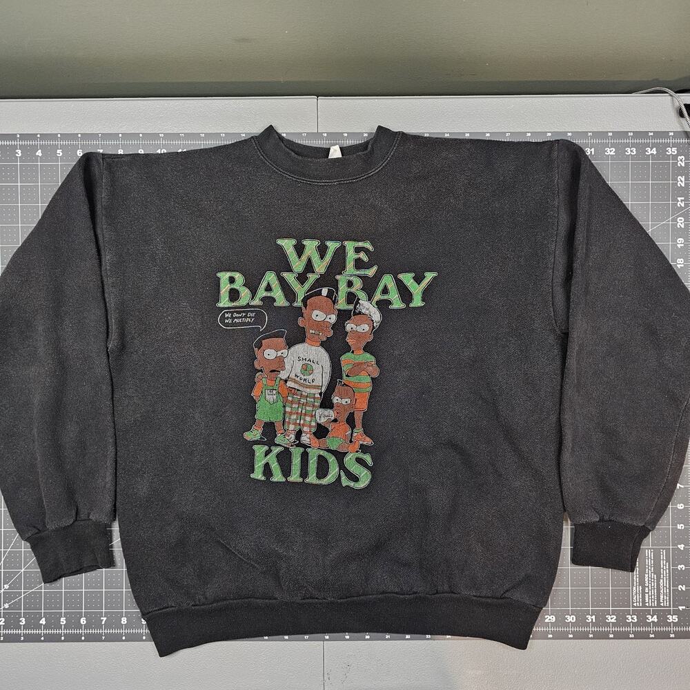 Vintage We Bay Bay Kids Sweatshirt XL Bebes Black Bootleg Rap 90s Streetwear